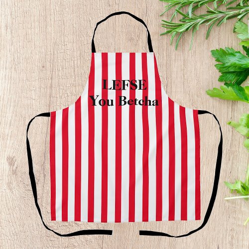 Red Striped Lefse All_Over Print Apron