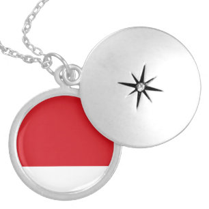 Red striped locket necklace