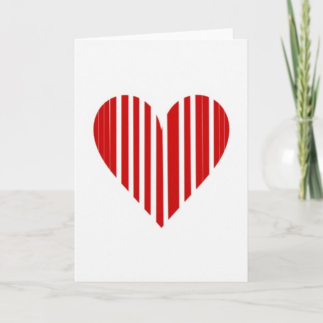 Red Striped Love Heart Card (Front)