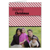 Red Striped Merry Christmas Photo Card (Front)