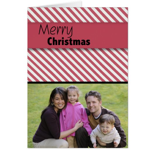 Red Striped Merry Christmas Photo Card (Front)