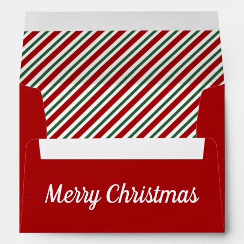 Red Striped Merry Christmas Return Address Envelope