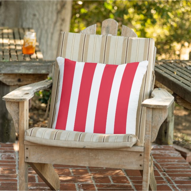 Red Striped  Outdoor Pillow (Chair)