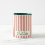 Red Striped Pastel Retro Customized name Mug<br><div class="desc">Pink Striped Pastel Retro Customized name Coffee Mug</div>