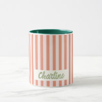 Red Striped Pastel Retro Customized name Mug