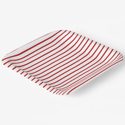 Red Striped Pattern Paper Plates