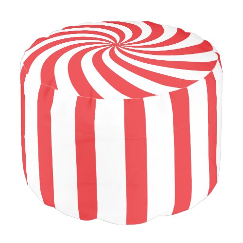 Red Striped Peppermint Candy  Pouf