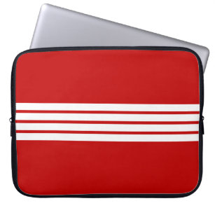 Red Striped Retro Stripes Pattern Laptop Sleeve
