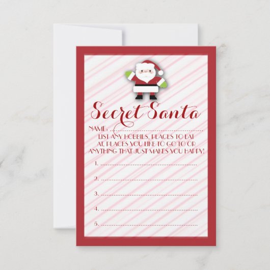 Red striped Secret Santa customizable ballots (Front)