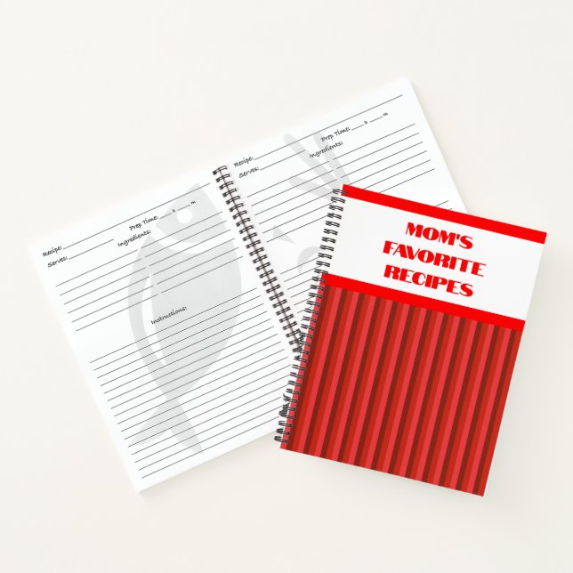 Red Striped Spiral Recipe Notebook (Inside)