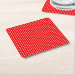 Red Striped Square Paper Coaster at Zazzle