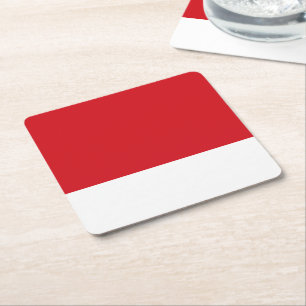 Red striped square paper coaster