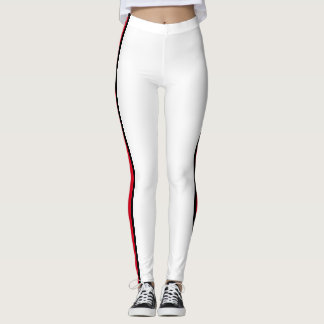 Red striped white leggings