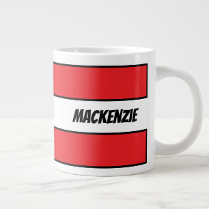 Red Stripes add your name Giant Coffee Mug