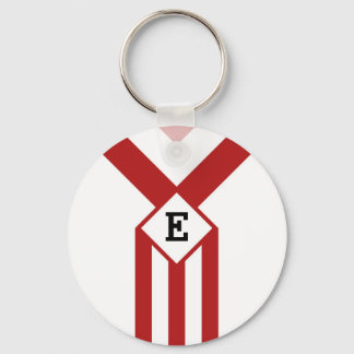 Red Stripes and Chevrons with Monogram on White Keychain