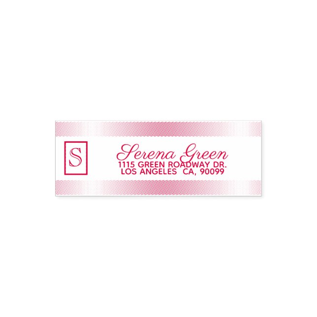 Red Stripes And Monogram Self-inking Stamp (Design)