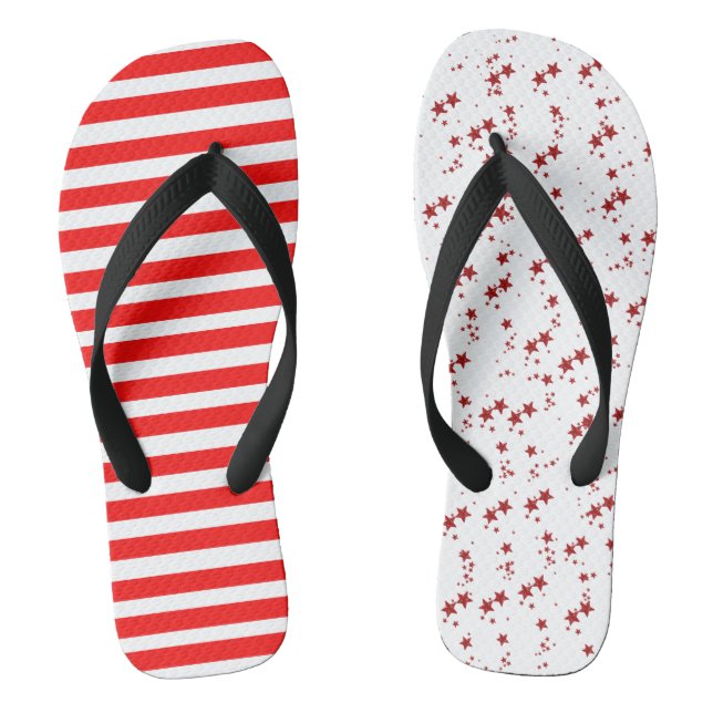 Red Stripes and Stars Flip Flops (Footbed)