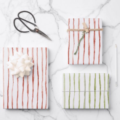 Red Stripes Birthday Wrapping Paper Sheets