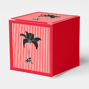 Red Stripes Black Floral  Favor Boxes