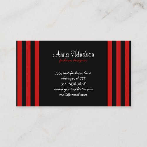Retro Chic Artistic Lines Stripes Red Black Business Cards