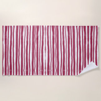 Red Stripes Bordeaux Beach Towel