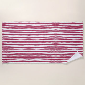 Red Stripes Bordeaux Beach Towel