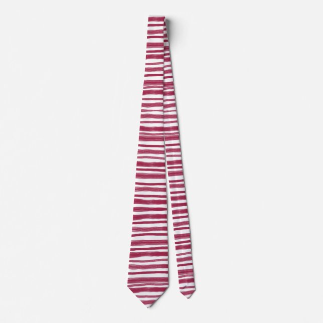 Red Stripes Bordeaux  Neck Tie (Front)