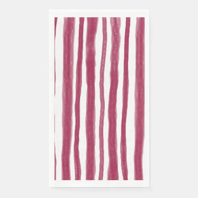 Red Stripes Bordeaux  Paper Guest Towels (Front)