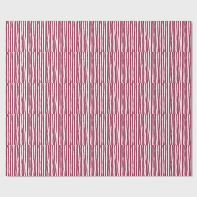 Red Stripes Bordeaux  Wrapping Paper (Flat)