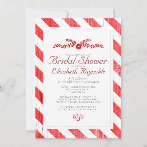 Red Stripes Bridal Shower Invitations