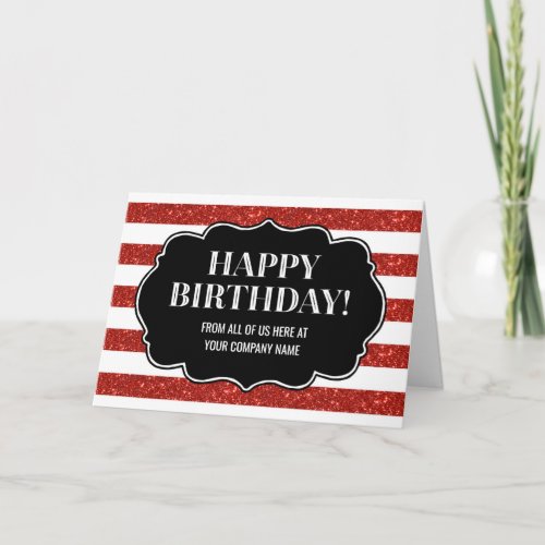 Red Stripes Business From Group Birthday Card