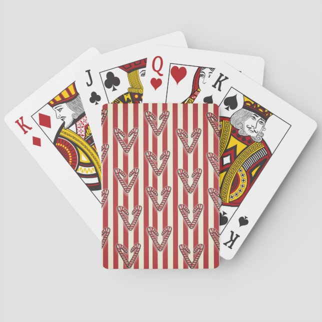 Red stripes Christmas Lollipops Poker Cards (Back)