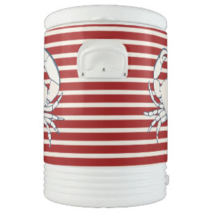 Red Stripes Crab Beach Beverage Cooler