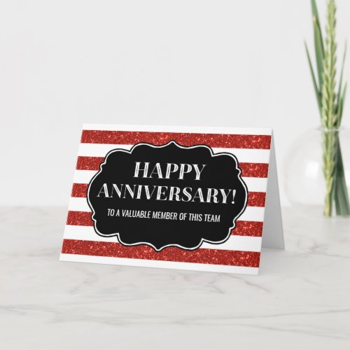 Red Stripes Employee Anniversary Card