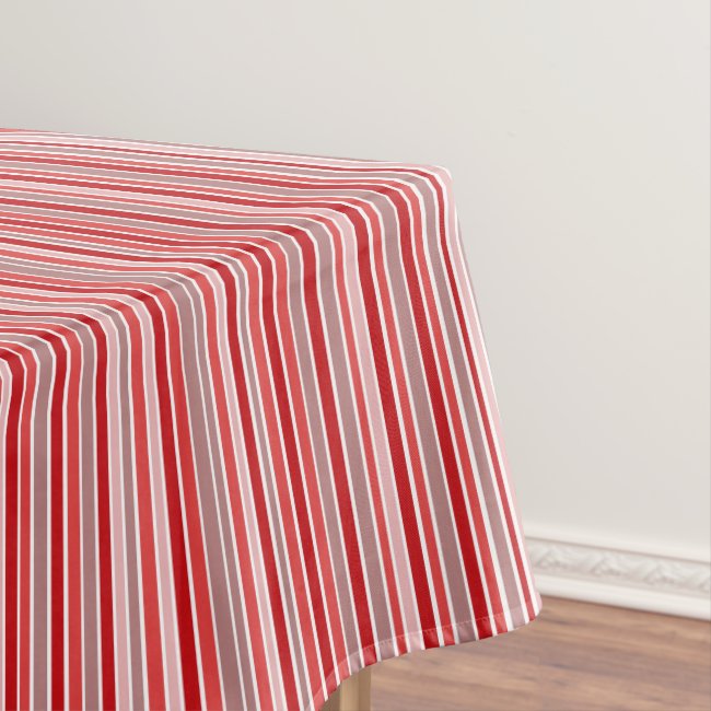 Red Stripes Festive Christmas Design Tablecloth