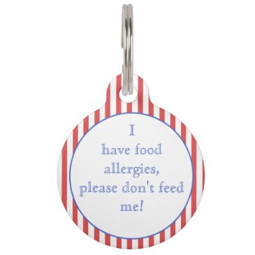 Red stripes Food Allergies Medical Alert Pet Tag