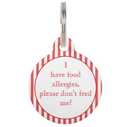 Red Stripes Food Allergies Medical Alert Pet Tag