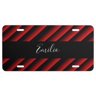 Red Stripes Gradient Name Business License Plate