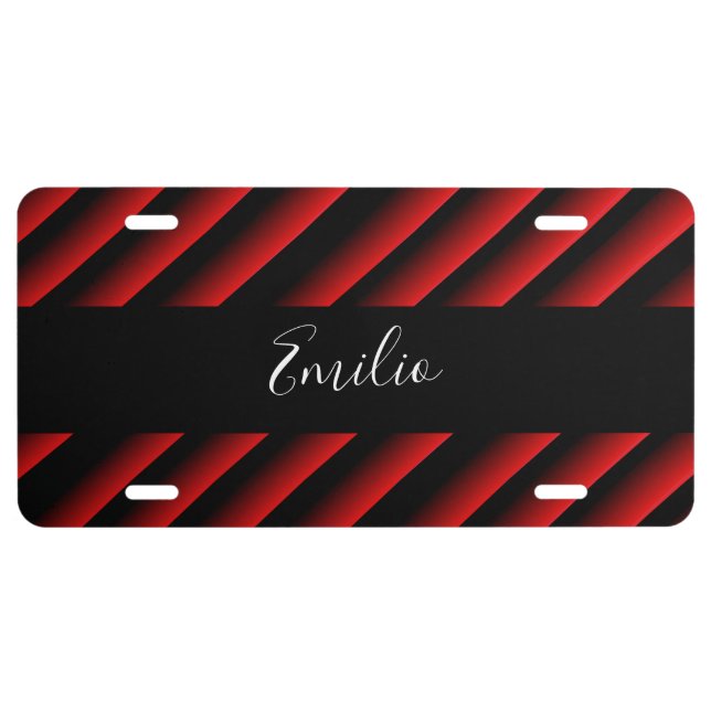 Red Stripes Gradient Name Business License Plate (Front)