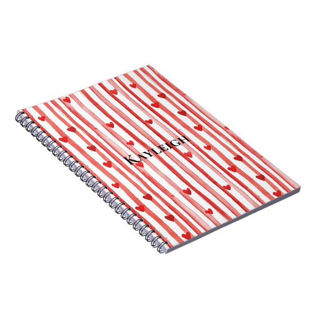 Red Stripes & Hearts Notebook (Right Side)