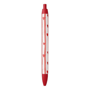 Red Stripes & Hearts Pen