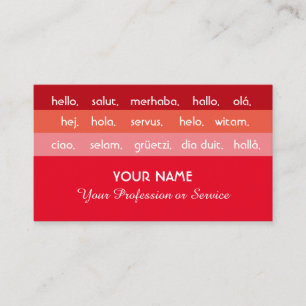 Red stripes international languages hello business card