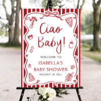Red Stripes Italian Ciao Baby Baby Shower Welcome