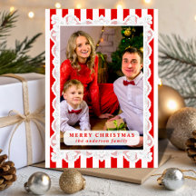 Red Stripes Lace Christmas Photo