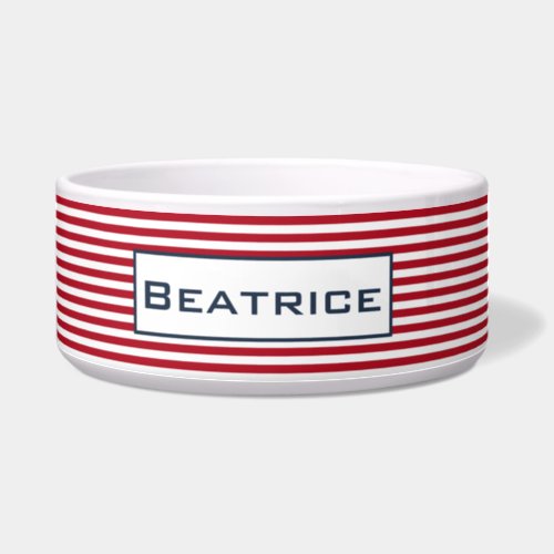 Red Stripes Large Dog Bowl