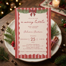 Red Stripes Merry Little Christmas Baby Shower