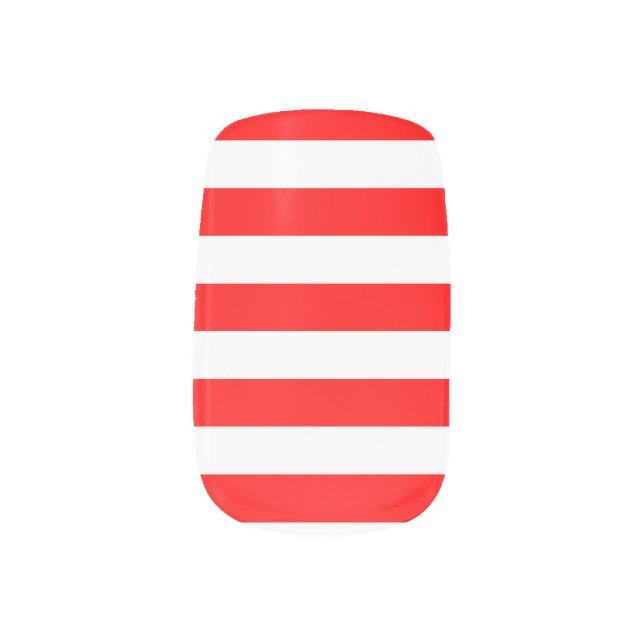 Red Stripes Minx Nail Art (Left Thumb)