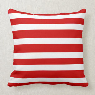 Red Stripes Nautical Inspired Throw Pillow