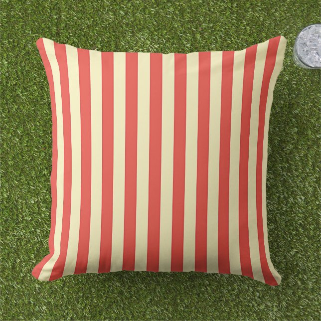 Red Stripes   Outdoor Pillow (Grass)
