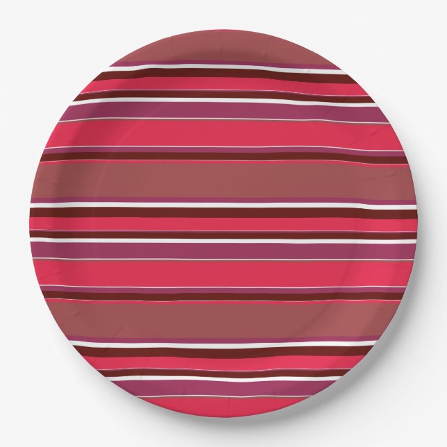 Red stripes paper plates (Front)